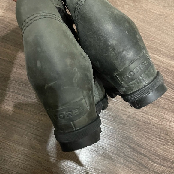 Sorel Lexie Women’s Leather Boots Olive Slate Size 8.5 Waterproof Lace Up - Picture 9 of 13